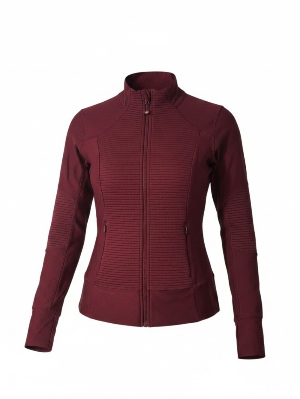 Mondetta Women's Burgundy Asymmetrical Zip Atheltic Jacket Size Small